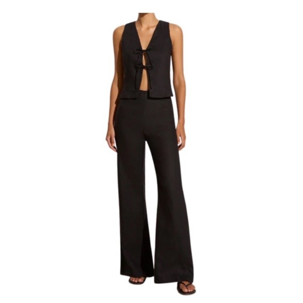 NWT‎ Faithfull the Brand: La Plage De Mau Pants Wide Leg Linen Black Sz M ($239)